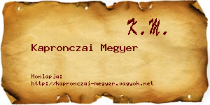 Kapronczai Megyer névjegykártya